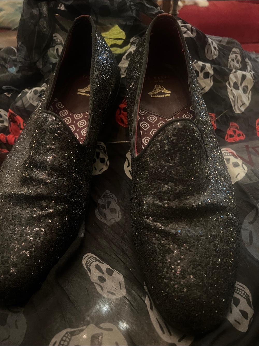 MEMORIAL DAY SPECIal Ted Baker London Black Glitter Slip-On Loafers -
